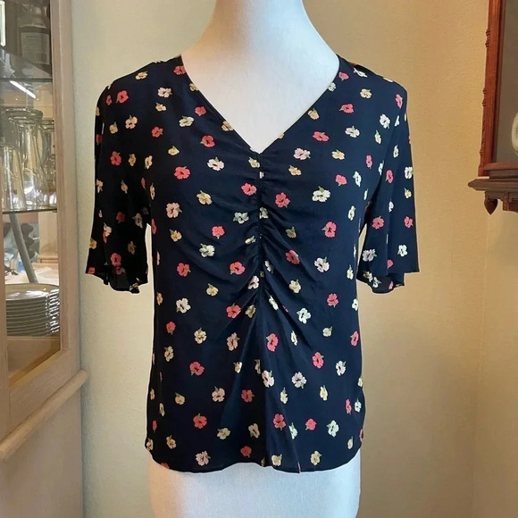 Madewell 100% silk floral blouse size 2 - Picture 1 of 8